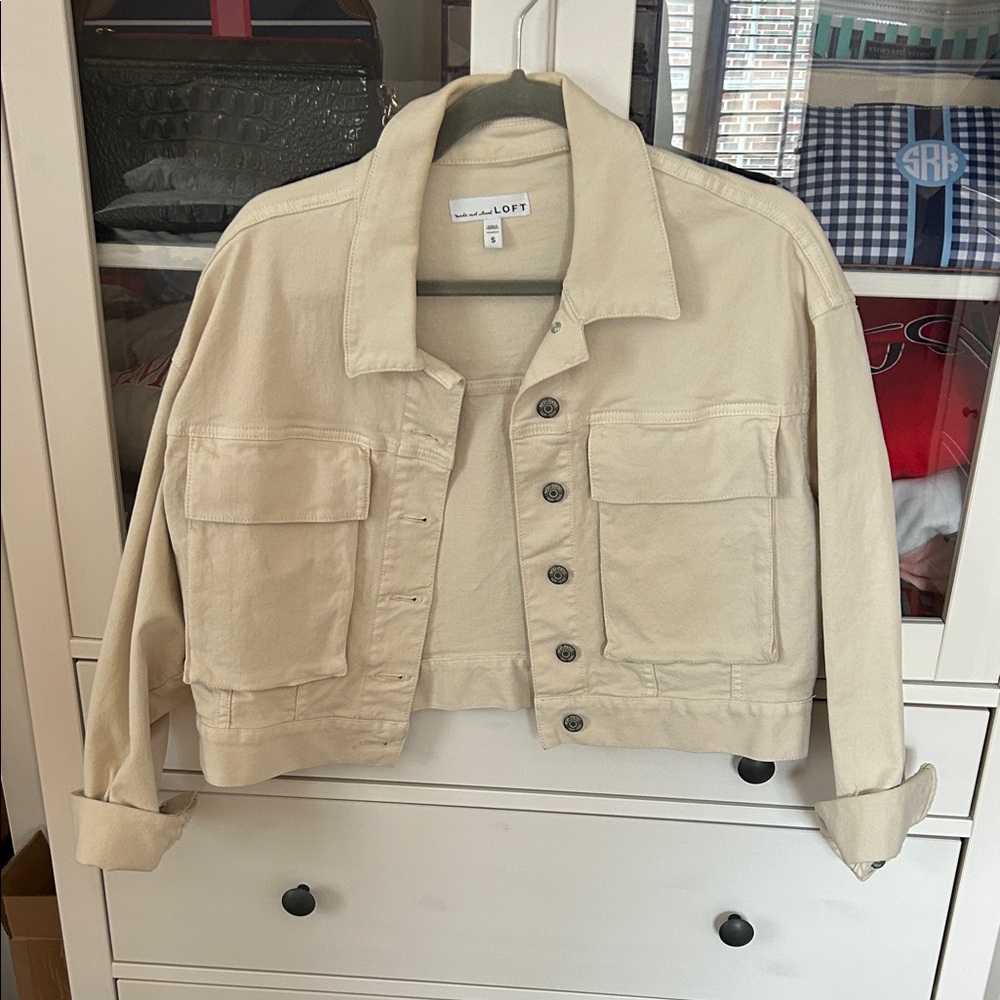 LOFT Light Tan Cropped Jacket